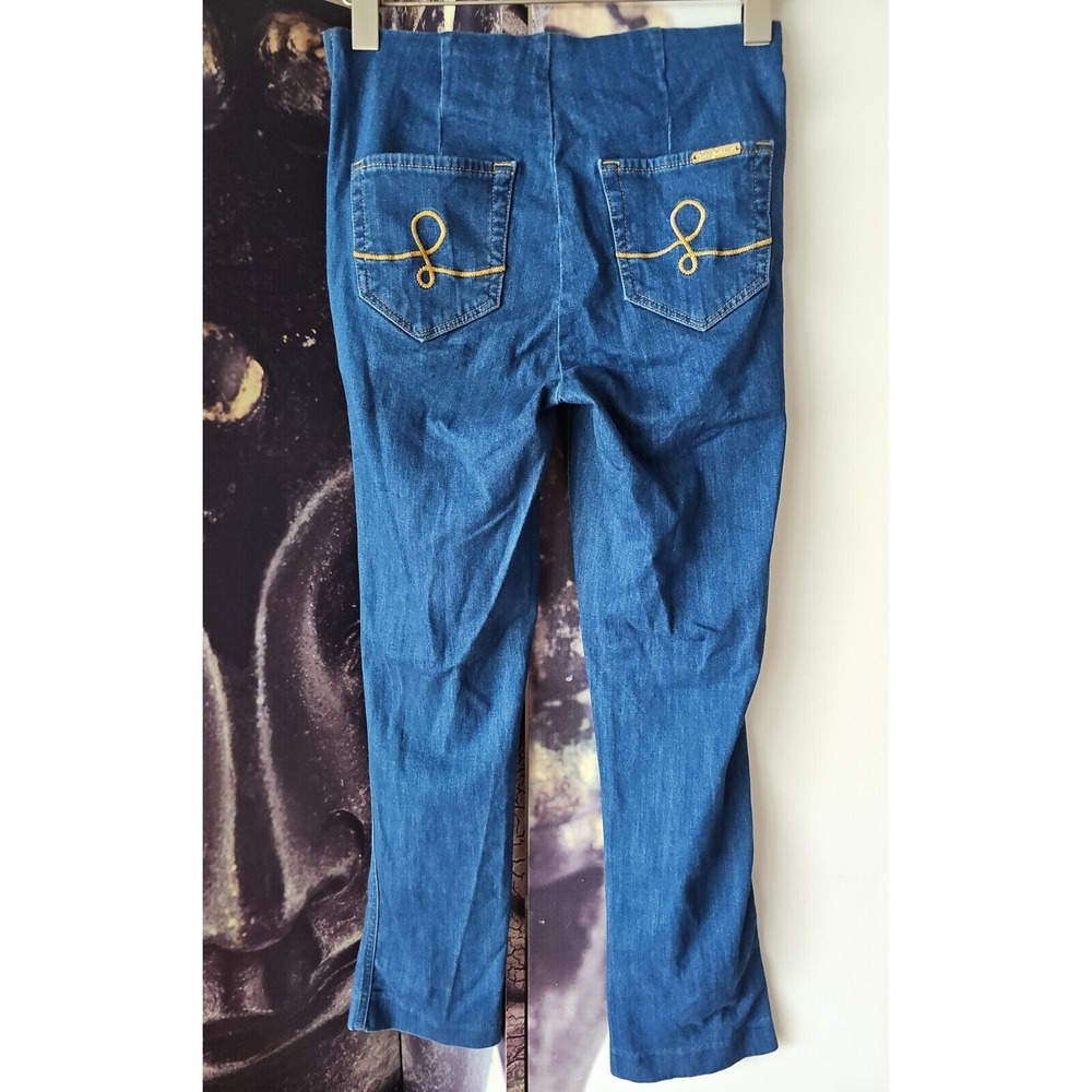 LILLY PULITZER Women's Blue Stretch Cotton Elastic Waist Logo Jeans sz 2
